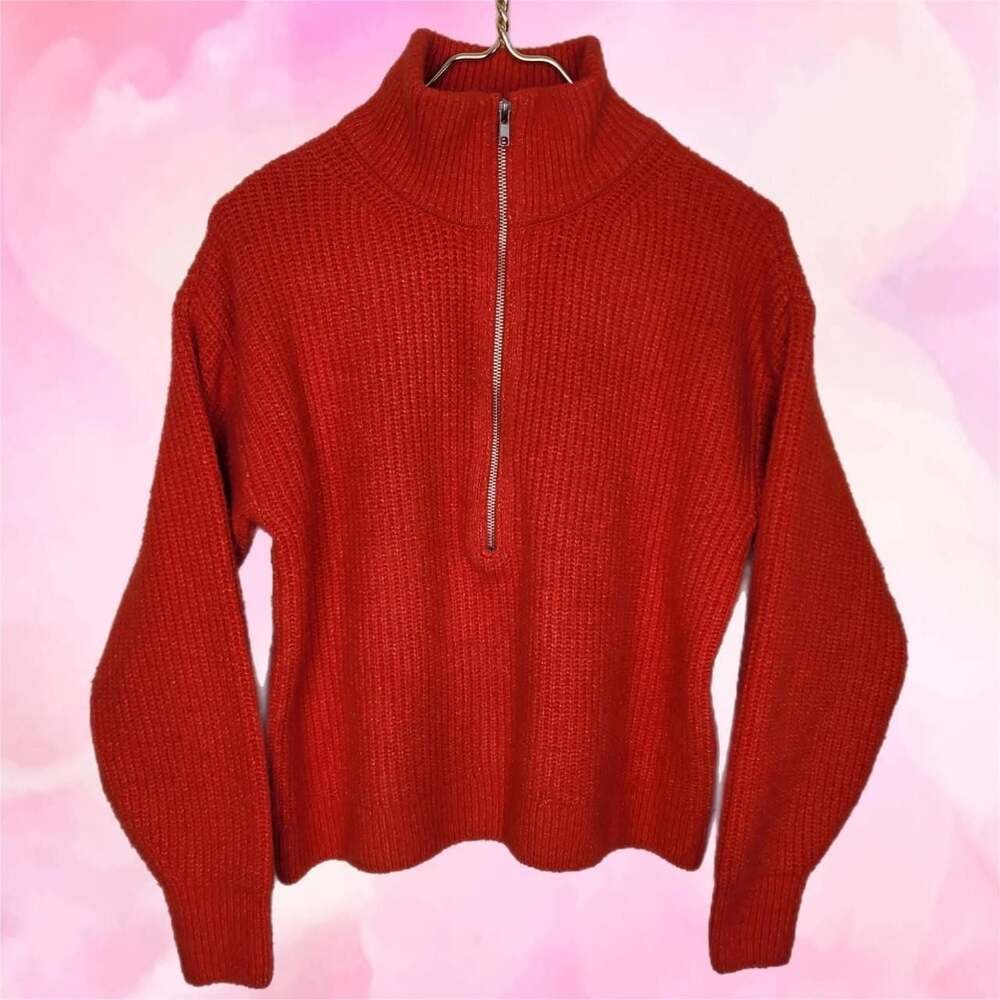 Vince Camuto Half-Zip Pullover Ribbed Knit Fashion Sweater